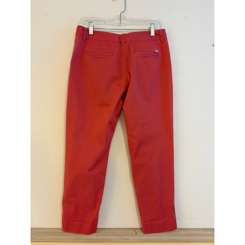 Vineyard Vines Womens‎ Size 6 Coral Pink Stretch Cotton Cropped Chino Pants Slit - Picture 2 of 4